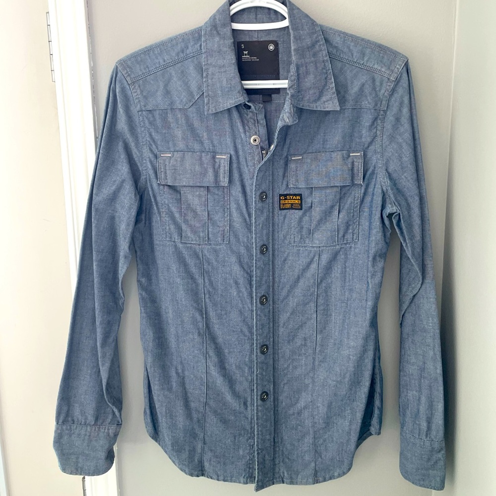 G star •  denim shirt w/ zipper